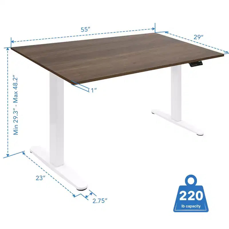 Mount-It! Dual Motor Electric Standing Desk with 55 Tabletop, Adrift & White
