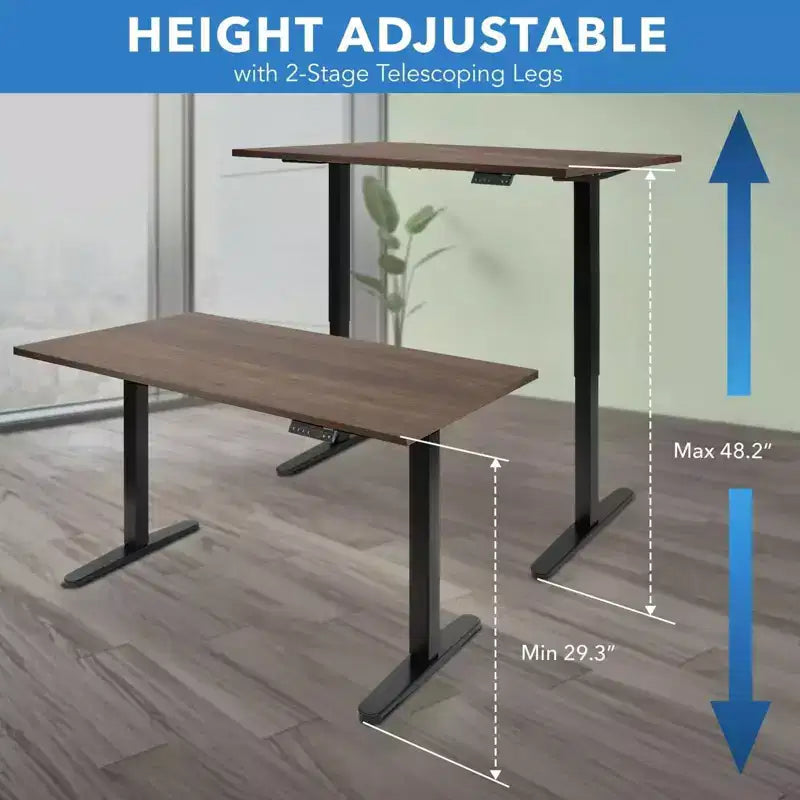 Mount-It! Dual Motor Electric Standing Desk with 55 Tabletop, Adrift & Black