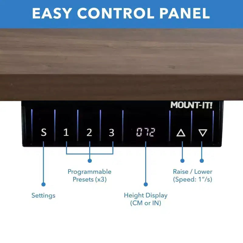 Mount-It! Dual Motor Electric Standing Desk with 55 Tabletop, Adrift & Black
