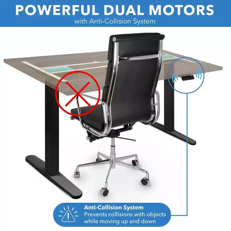 Mount-It! Dual Motor Electric Standing Desk with 55 Tabletop, Adrift & Black
