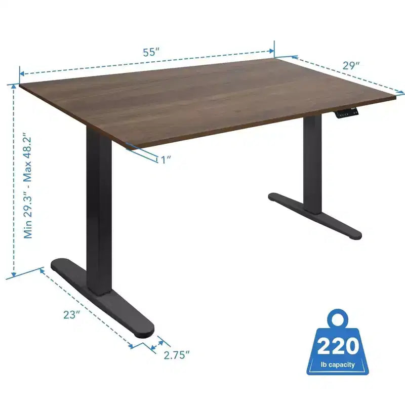 Mount-It! Dual Motor Electric Standing Desk with 55 Tabletop, Adrift & Black