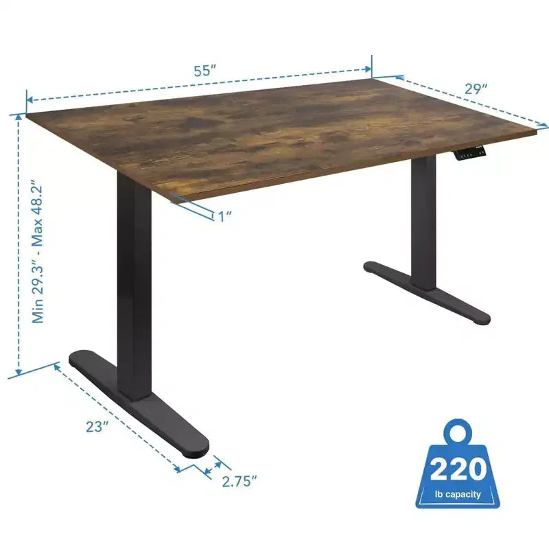 Mount-It! Scrivania Elettrica Regolabile in Altezza a Doppio Motore con Piano da 55", Quercia e Nero