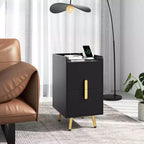 Comodino Costway con Stazione di Ricarica, Tavolini da Salotto/Camera da Lete con 2 Cassetti, Colore Caffè/Bianco/Nero