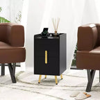 Comodino Costway con Stazione di Ricarica, Tavolini da Salotto/Camera da Lete con 2 Cassetti, Colore Caffè/Bianco/Nero