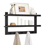 29 x 16 2-Tier Ledge Wall Shelf Organizer with Five Hanging Hooks - Danya B.