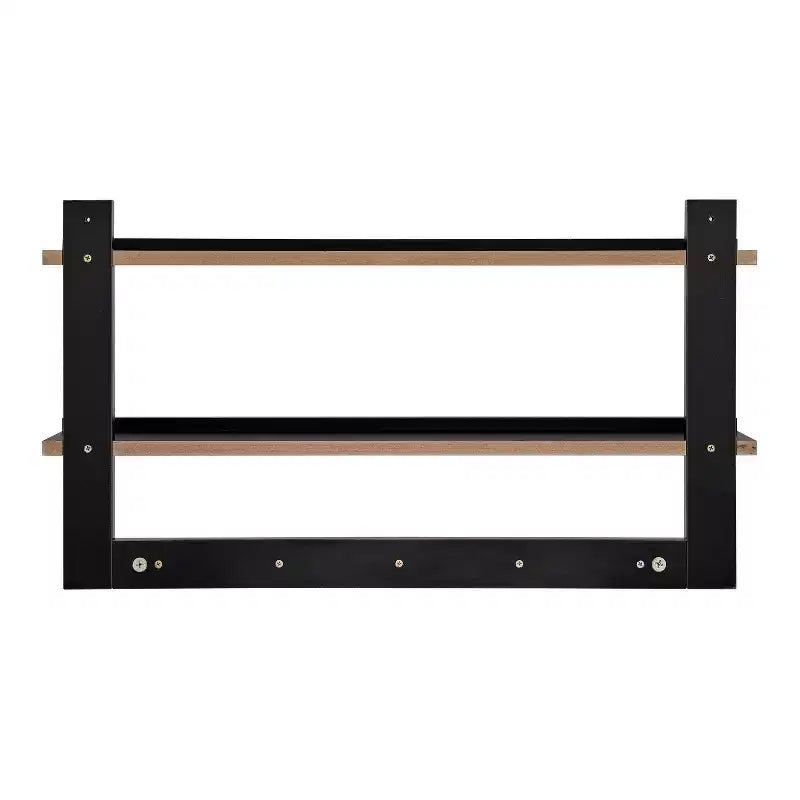 29 x 16 2-Tier Ledge Wall Shelf Organizer with Five Hanging Hooks - Danya B.