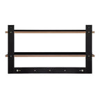 29 x 16 2-Tier Ledge Wall Shelf Organizer with Five Hanging Hooks - Danya B.