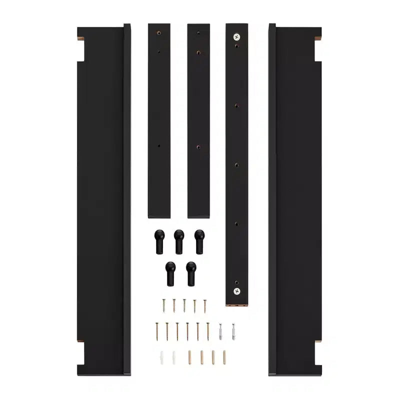 29 x 16 2-Tier Ledge Wall Shelf Organizer with Five Hanging Hooks - Danya B.
