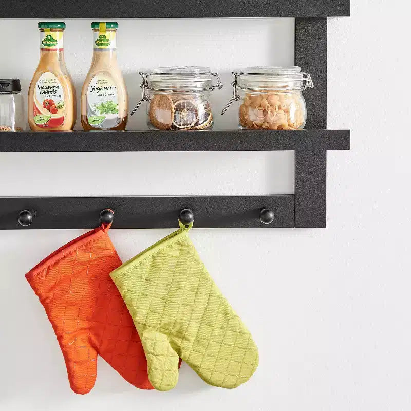 29 x 16 2-Tier Ledge Wall Shelf Organizer with Five Hanging Hooks - Danya B.