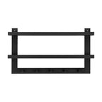 29 x 16 2-Tier Ledge Wall Shelf Organizer with Five Hanging Hooks - Danya B.