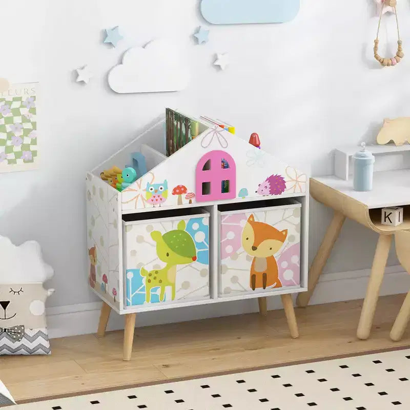 Costway Kids Dollhouse Bookshelf Toddler Book & Toy Storage Display Organizer Ideal Gift