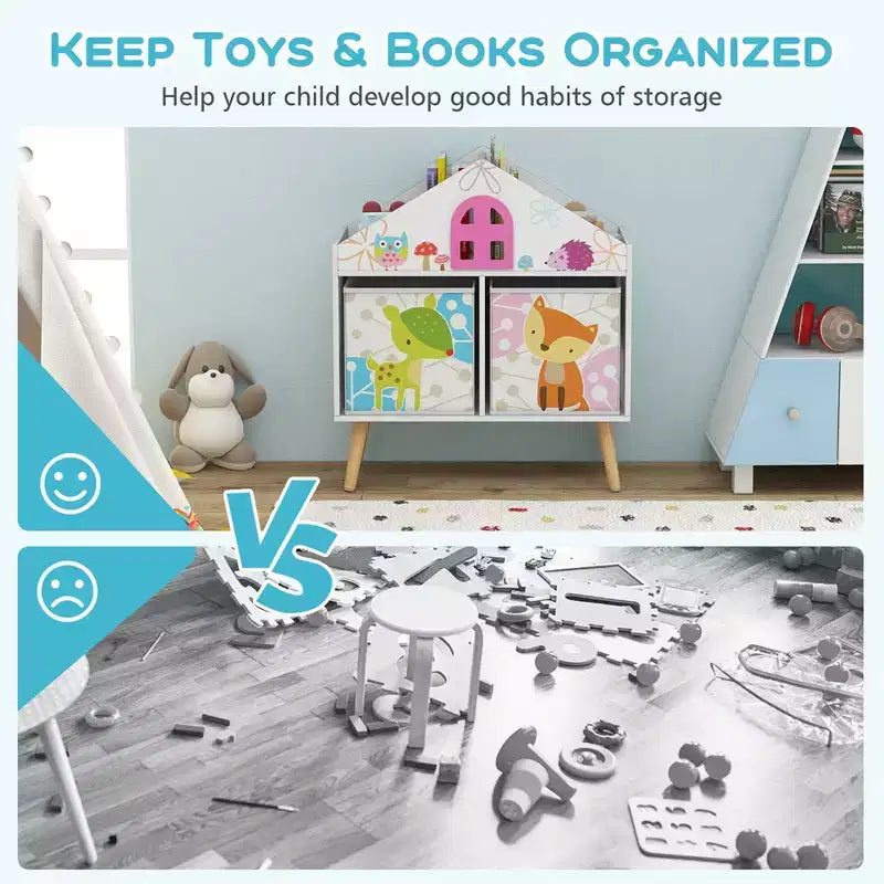 Costway Kids Dollhouse Bookshelf Toddler Book & Toy Storage Display Organizer Ideal Gift