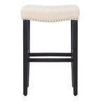 WestinTrends 29 Upholstered Saddle Seat Bar Stool (Set of 2), Black/Beige