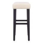 WestinTrends 29 Upholstered Saddle Seat Bar Stool (Set of 2), Black/Beige