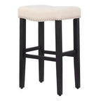 WestinTrends 29 Upholstered Saddle Seat Bar Stool (Set of 2), Black/Beige
