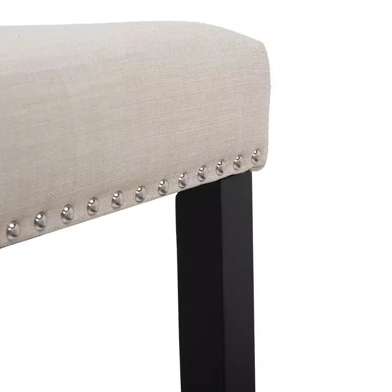 WestinTrends 29 Upholstered Saddle Seat Bar Stool (Set of 2), Black/Beige