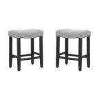WestinTrends 24 Upholstered Saddle Seat Counter Stool (Set of 2), Black/Gray