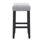 WestinTrends 24 Upholstered Saddle Seat Counter Stool (Set of 2), Black/Gray