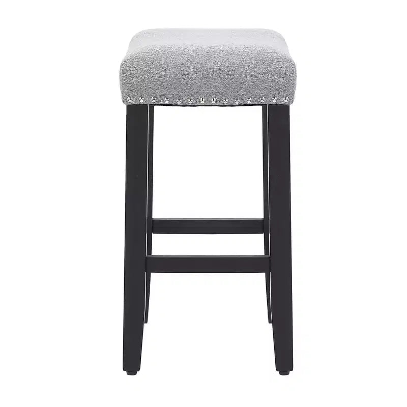 WestinTrends 24 Upholstered Saddle Seat Counter Stool (Set of 2), Black/Gray