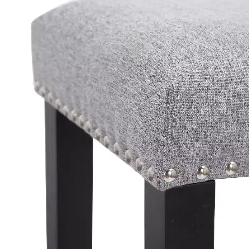 WestinTrends 24 Upholstered Saddle Seat Counter Stool (Set of 2), Black/Gray