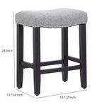 WestinTrends 24 Upholstered Saddle Seat Counter Stool (Set of 2), Black/Gray