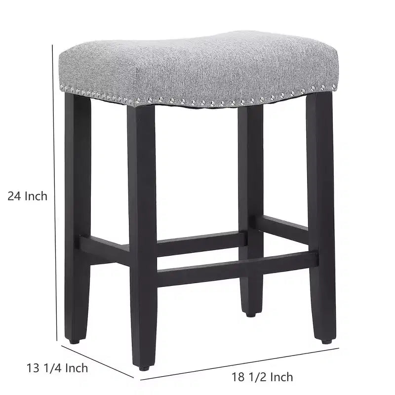 WestinTrends 24 Upholstered Saddle Seat Counter Stool (Set of 2), Black/Gray
