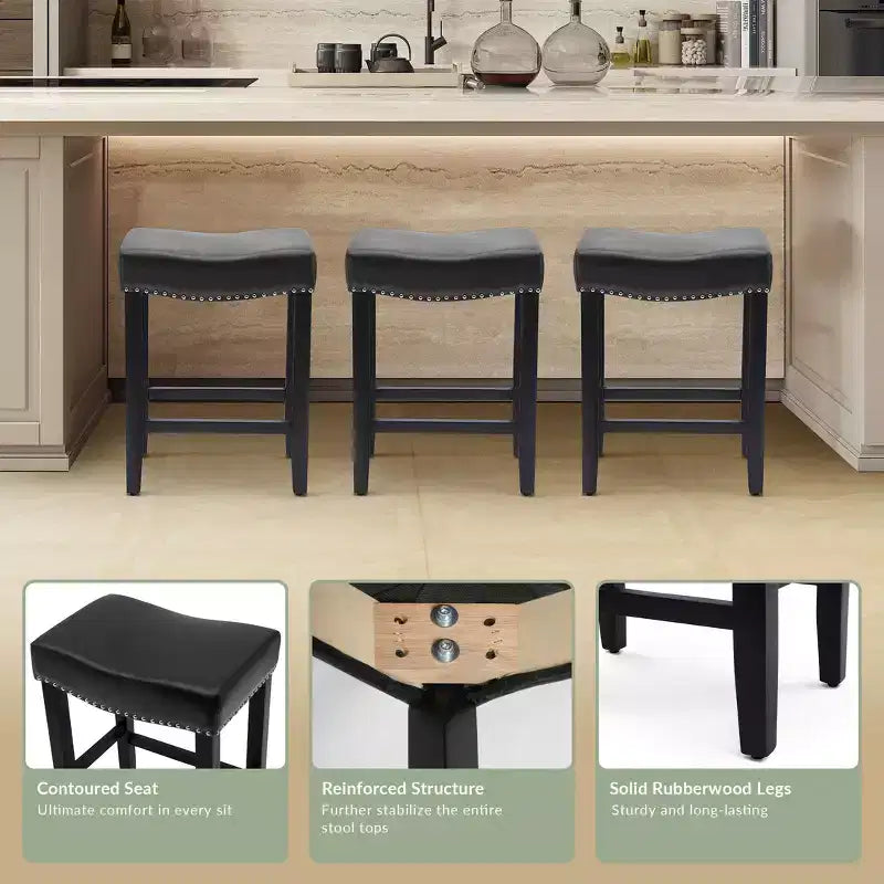 WestinTrends Upholstered Saddle Seat Barstool and Counter Stool