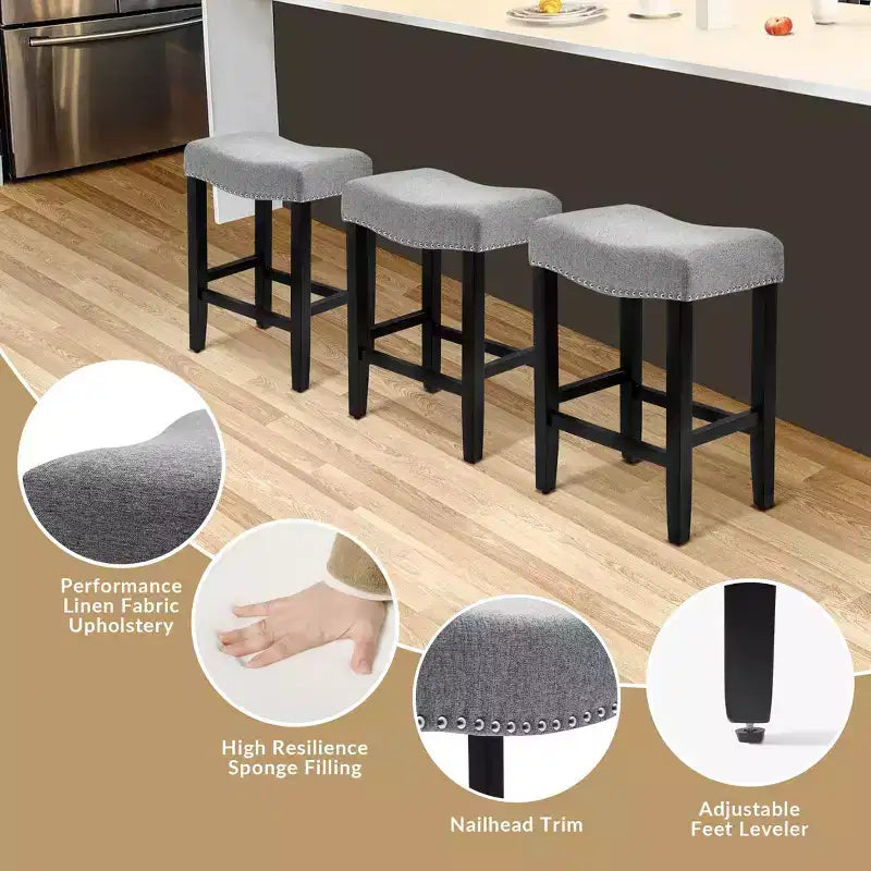 WestinTrends Upholstered Saddle Seat Barstool and Counter Stool