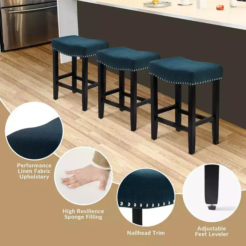WestinTrends Upholstered Saddle Seat Barstool and Counter Stool