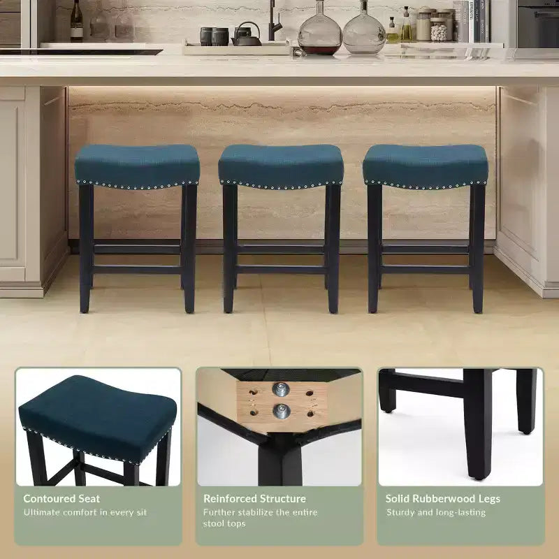 WestinTrends Upholstered Saddle Seat Barstool and Counter Stool