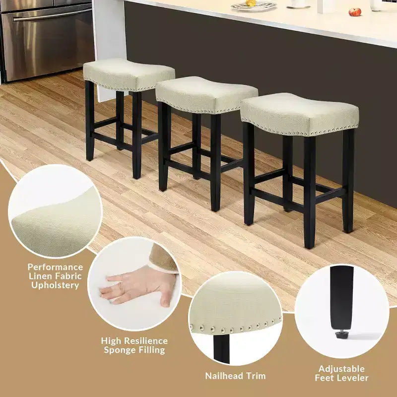 WestinTrends Upholstered Saddle Seat Barstool and Counter Stool
