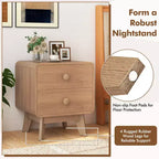 Costway 1/2 PCS Modern Style 2-Drawer Nightstand Bedside Table with Solid Rubber Wood Legs Brown