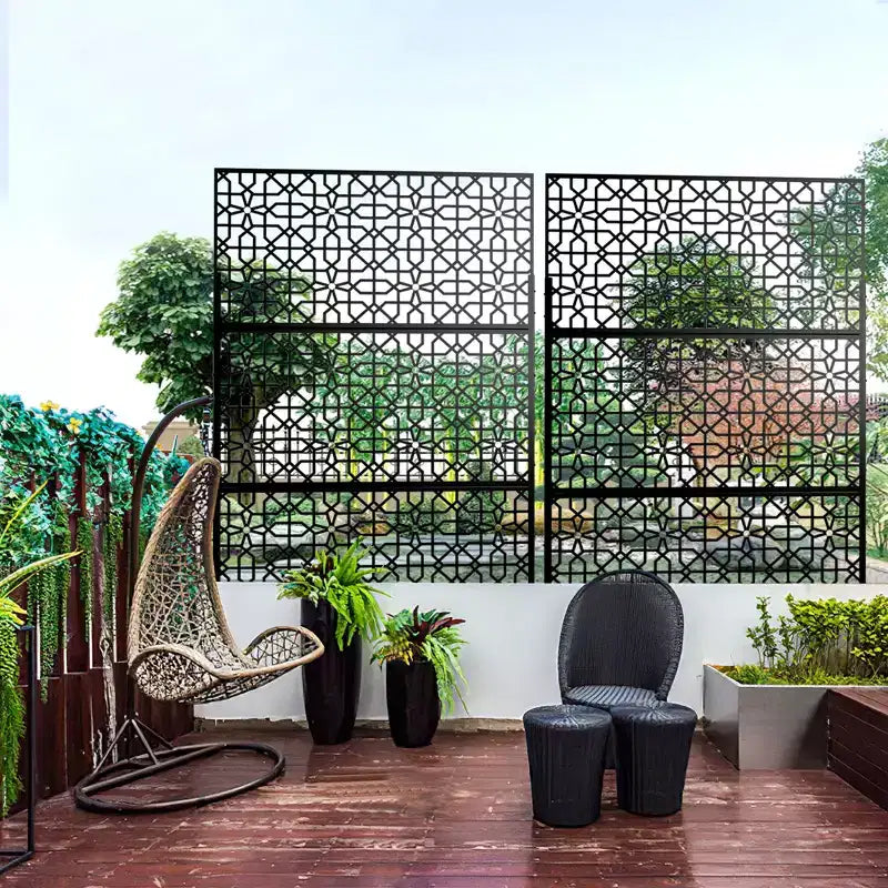 Dovelina 72x47 Metal Privacy Screen 3 Panels Freestanding Partitions and Room Divider