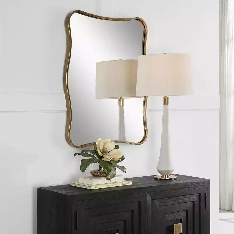 Specchio da parete Uttermost Pavia anticato oro 28 x 36 Curvy Vanity
