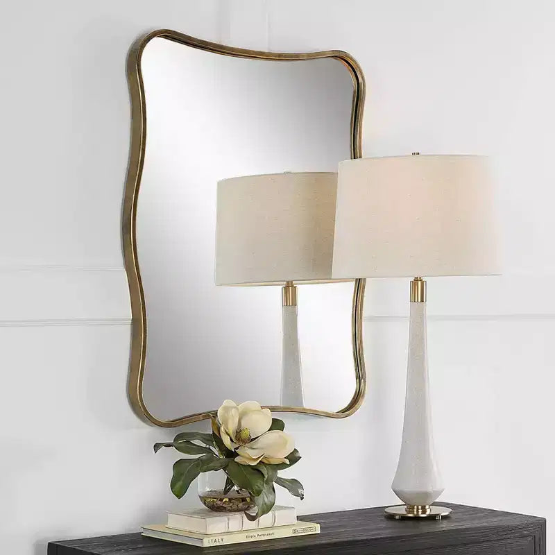 Specchio da parete Uttermost Pavia anticato oro 28 x 36 Curvy Vanity