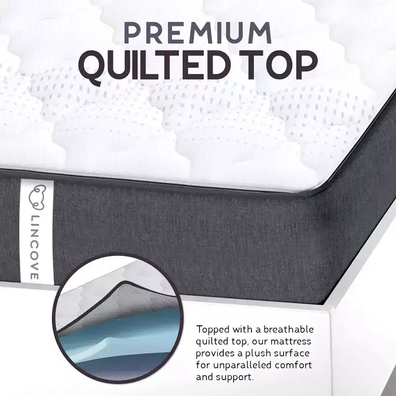 Lincove 12 Inch Spring Hybrid and Memory Foam Mattress - Medium Firm Mattress CertiPUR-US Certified - Adaptive Support, Pressure Relief - Made in USA