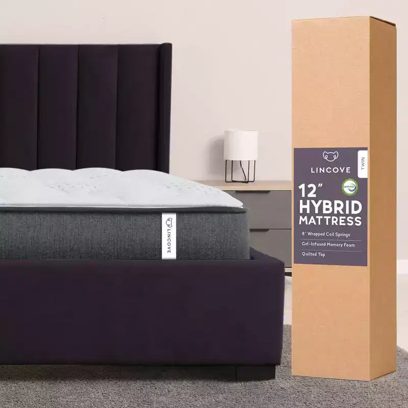 Materasso Ibrido a Molle e Memory Foam Lincove da 12 Pollici - Materasso Medio Rigido Certificato CertiPUR-US - Supporto Adattivo, Sollievo dalla Pressione - Prodotto negli USA