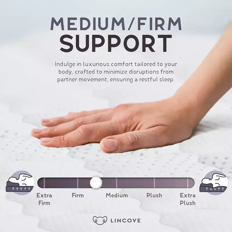 Materasso Ibrido a Molle e Memory Foam Lincove da 12 Pollici - Materasso Medio Rigido Certificato CertiPUR-US - Supporto Adattivo, Sollievo dalla Pressione - Prodotto negli USA