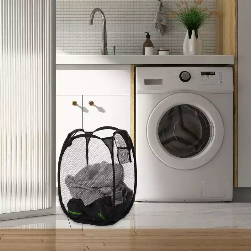 Unique Bargains Folding Mesh Laundry Hamper 10.57 Gallon 1 Pc