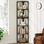 Tribeigns 67 Corner Bookshelf, 6-Tier Bookcase Storage Rack