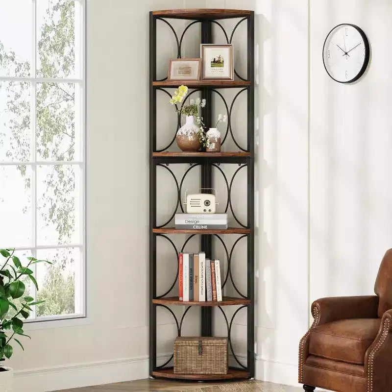 Tribeigns 67 Corner Bookshelf, 6-Tier Bookcase Storage Rack