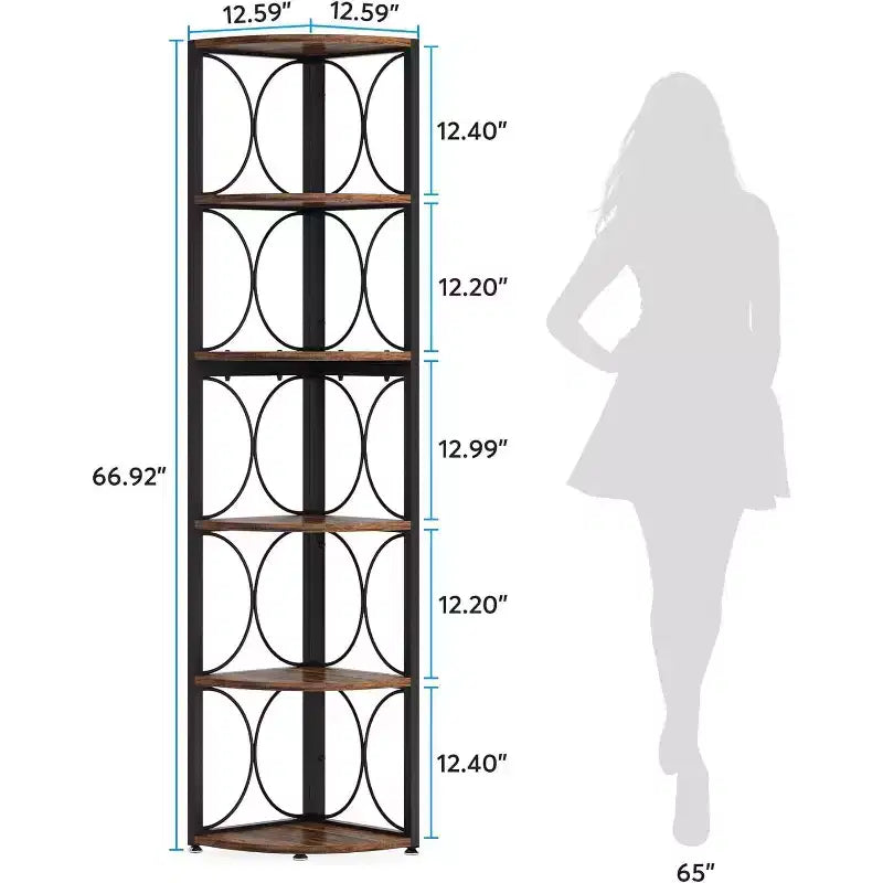 Tribeigns 67 Corner Bookshelf, 6-Tier Bookcase Storage Rack