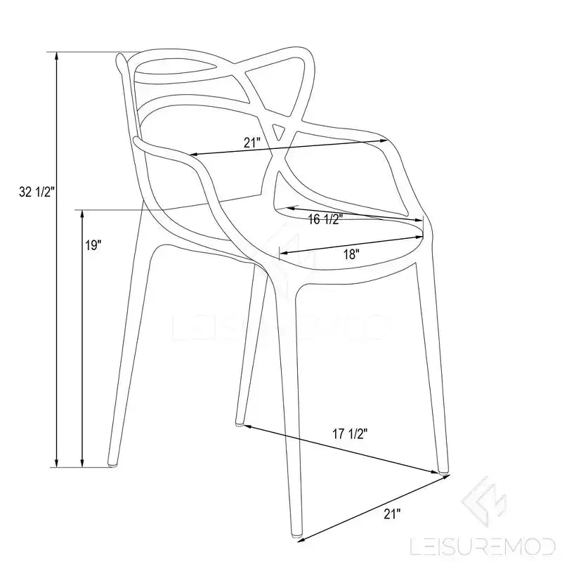 LeisureMod Milan Modern Acrylic Dining Chair  Stylish Wire Design with Metal Legs, Durable Stackable Lightweight Chair for Kitchen, Dining Room