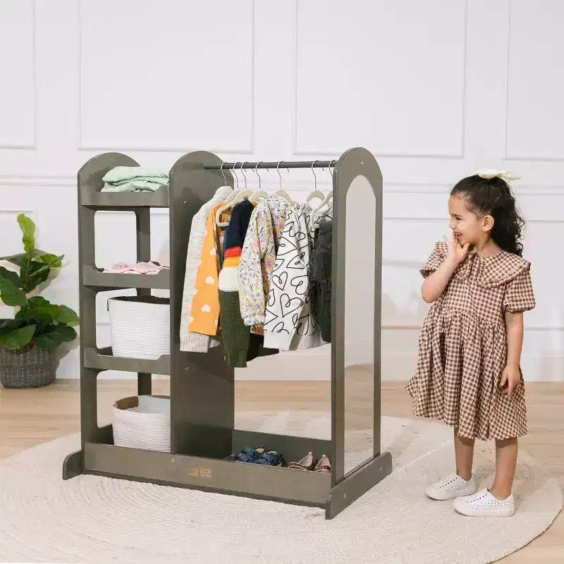ECR4Kids Dress-Up Center with Mirror Costume Organizer, Montessori Furniture