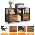 Tribesigns 2 Drawer Wood File Cabinet, Mobile Lateral Filing Cabine with Storage Shelves