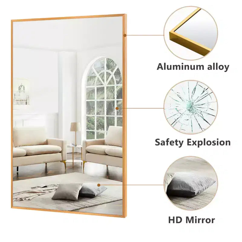 Specchio da parete decorativo rettangolare Dovelina con cornice moderna in metallo