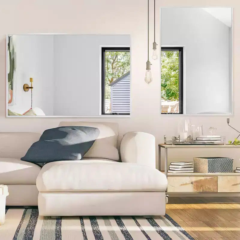 Specchio da parete decorativo rettangolare Dovelina con cornice moderna in metallo