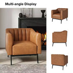 Carsten Industry 30 Wide Faux Leather Chair with Metal Leg|HULALA HOME-CAMEL