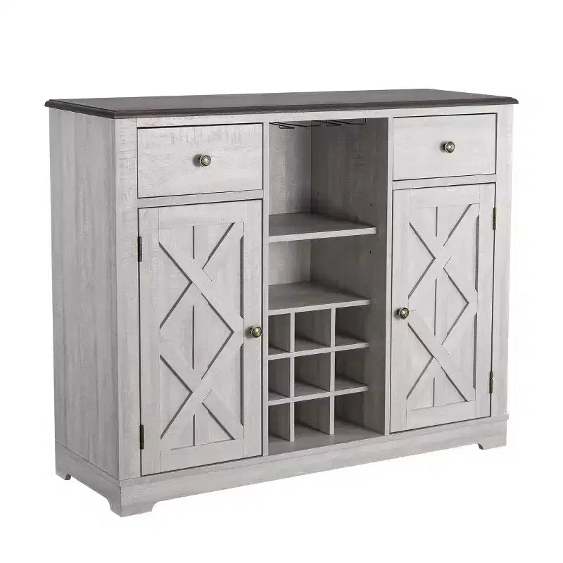 47" Wood Bar Cabinet with Brushed Nickel Knobs - Home Essentials