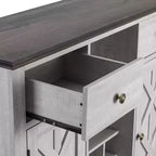 47" Wood Bar Cabinet with Brushed Nickel Knobs - Home Essentials